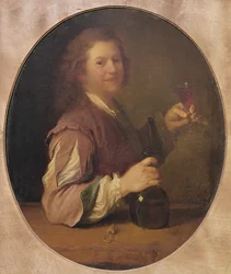Selbstporträt des Künstlers beim Trinken, 1724